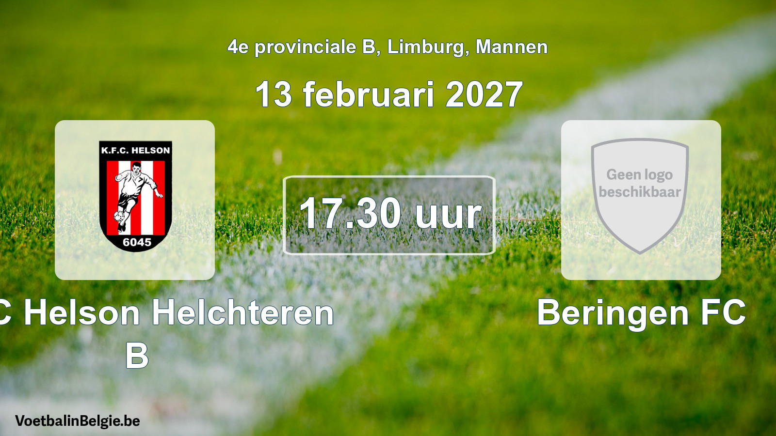 Geplande wedstrijd mannenvoetbal: KFC Helson Helchteren B - Beringen FC (13 februari 2027)