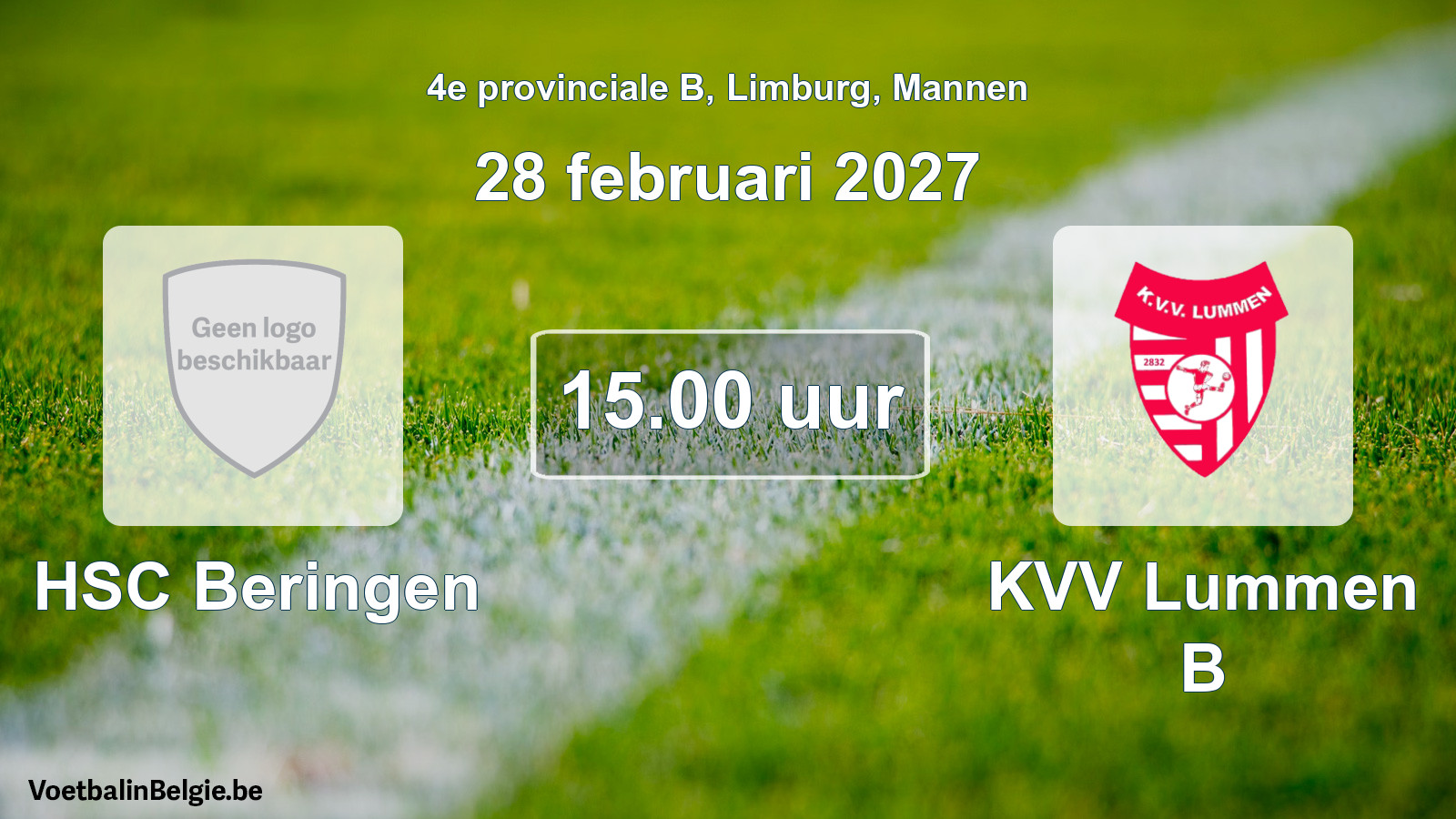 Match prévu football hommes: HSC Beringen - KVV Lummen B (28 février 2027)