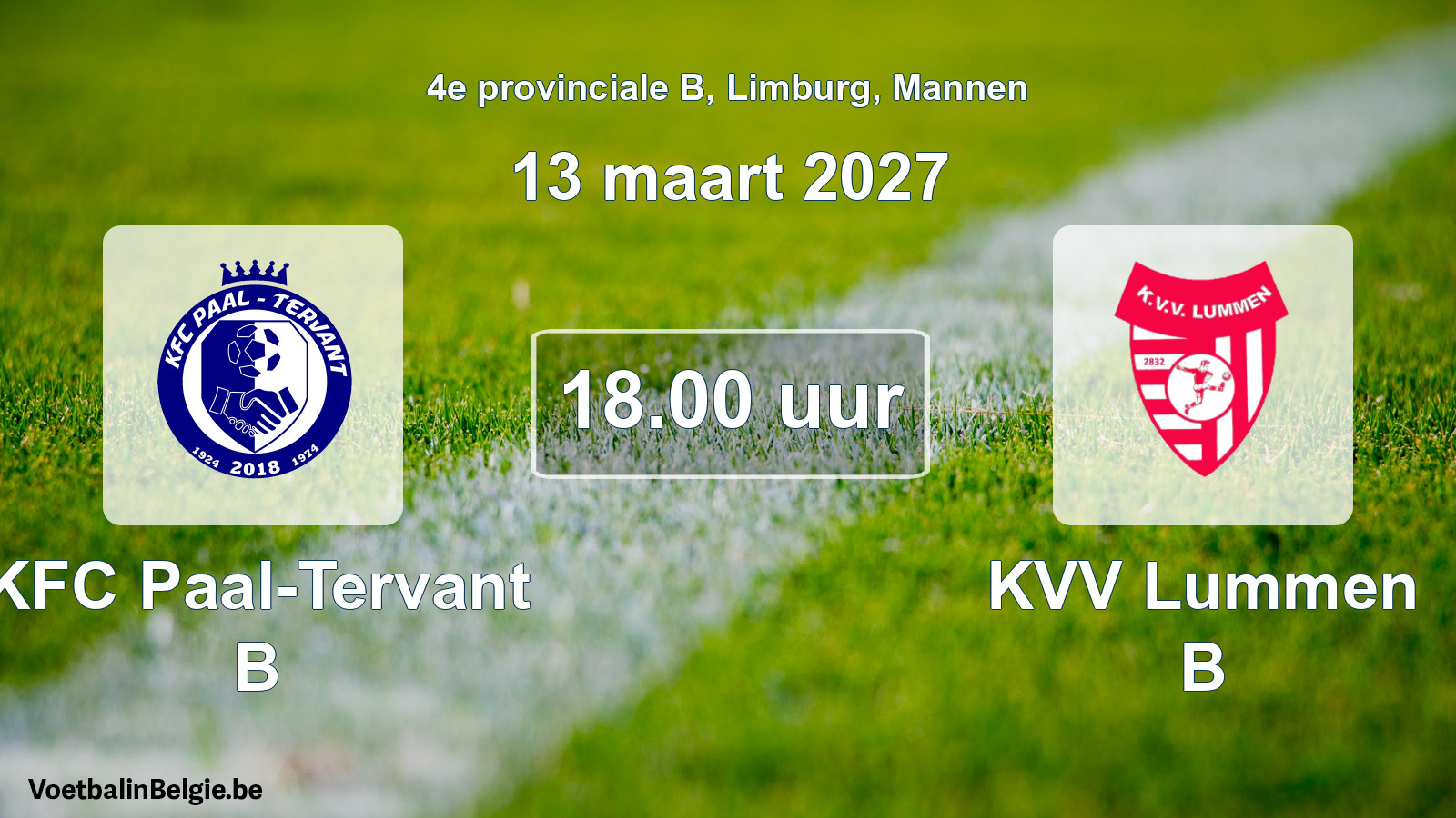 Geplande wedstrijd mannenvoetbal: KFC Paal-Tervant B - KVV Lummen B (13 maart 2027)