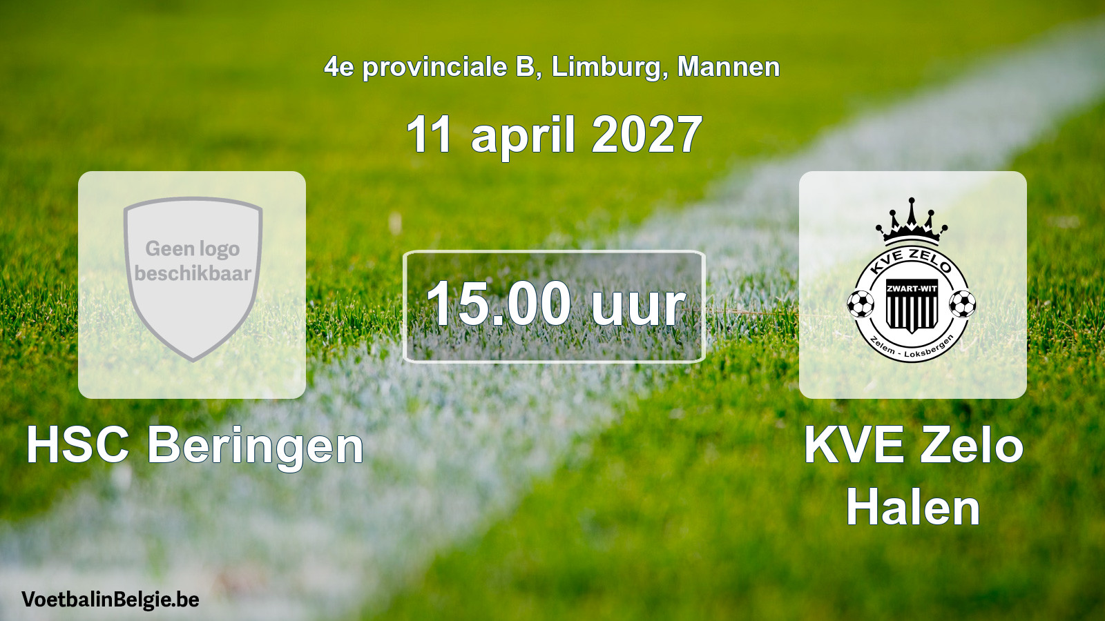 Geplande wedstrijd mannenvoetbal: HSC Beringen - KVE Zelo Halen (11 april 2027)