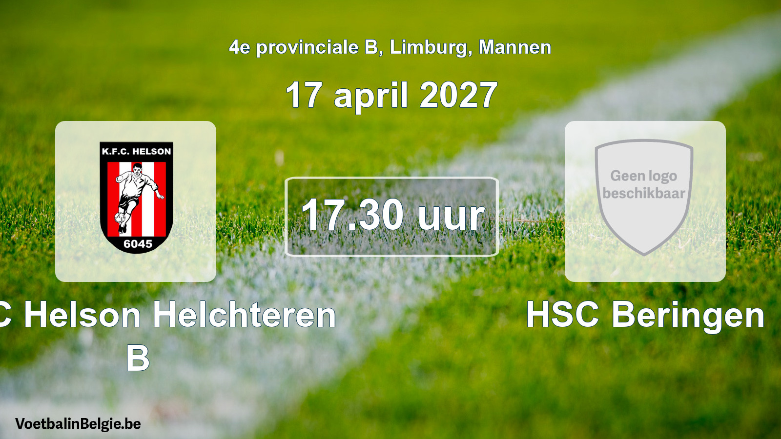 Geplande wedstrijd mannenvoetbal: KFC Helson Helchteren B - HSC Beringen (17 april 2027)