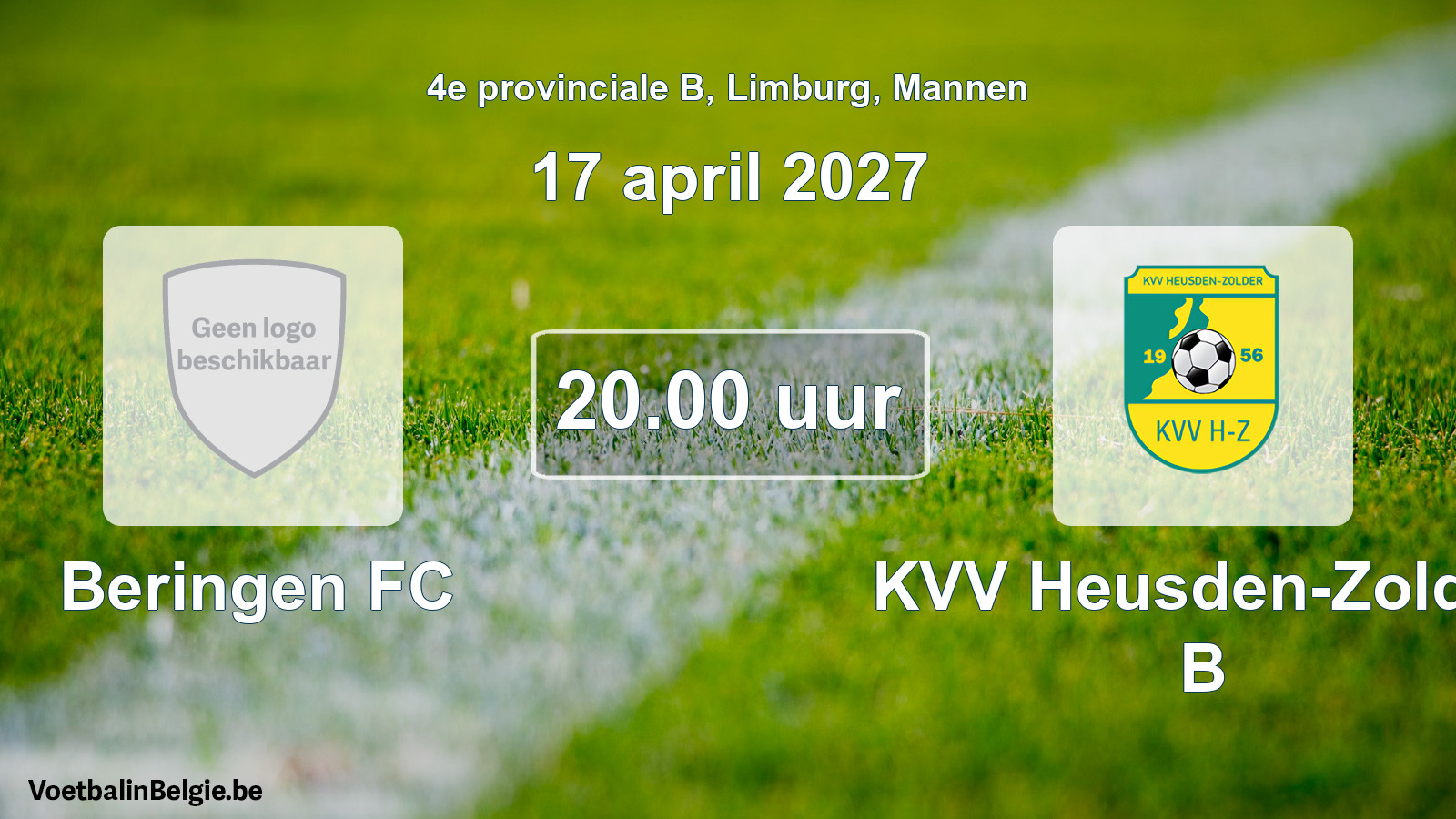 Geplande wedstrijd mannenvoetbal: Beringen FC - KVV Heusden-Zolder B (17 april 2027)