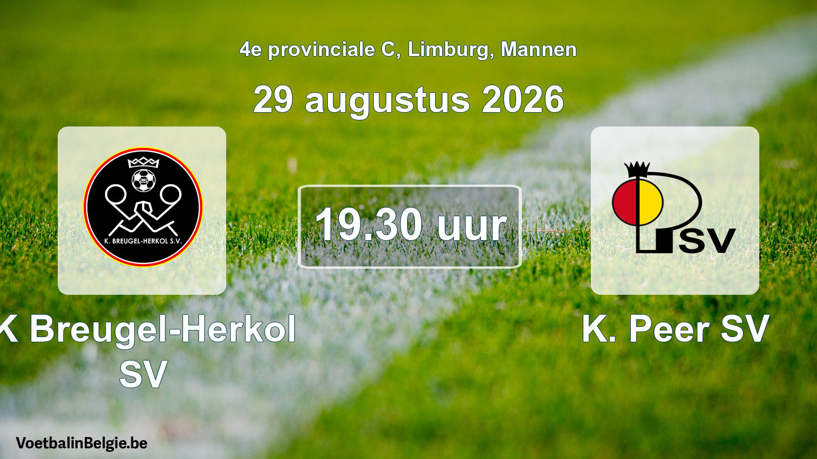 Geplande wedstrijd mannenvoetbal: K Breugel-Herkol SV - K. Peer SV (29 augustus 2026)
