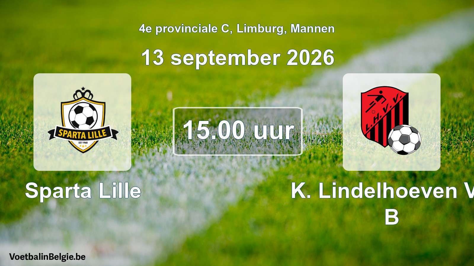 Geplande wedstrijd mannenvoetbal: Sparta Lille - K. Lindelhoeven VV B (13 september 2026)