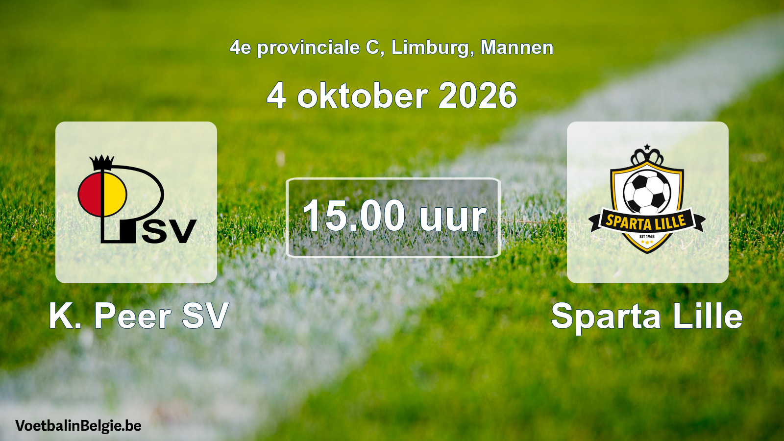 Geplande wedstrijd mannenvoetbal: K. Peer SV - Sparta Lille (4 oktober 2026)