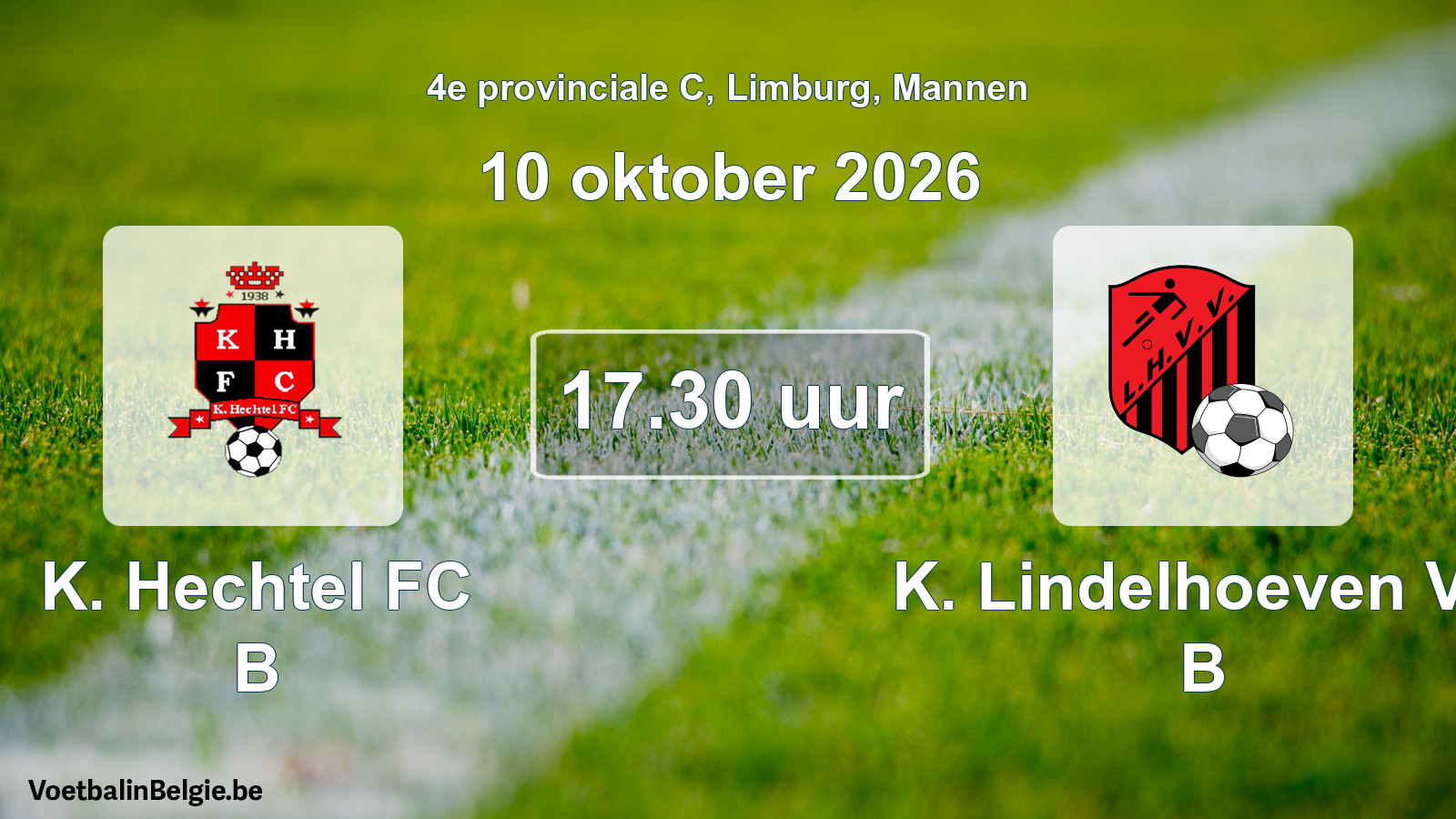 Geplande wedstrijd mannenvoetbal: K. Hechtel FC B - K. Lindelhoeven VV B (10 oktober 2026)