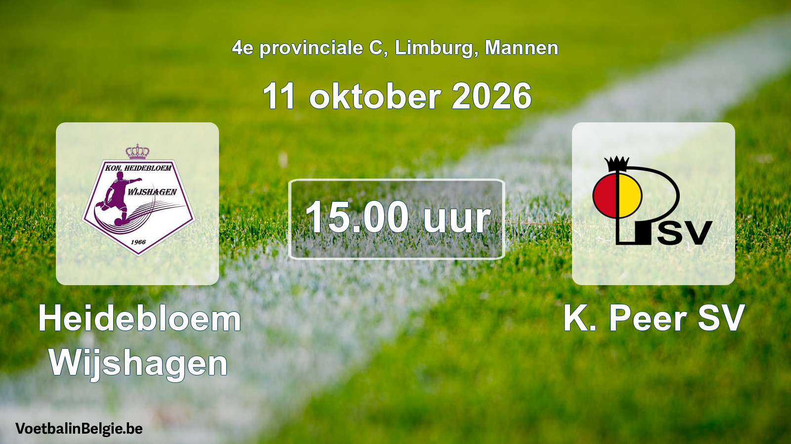 Geplande wedstrijd mannenvoetbal: Heidebloem Wijshagen - K. Peer SV (11 oktober 2026)