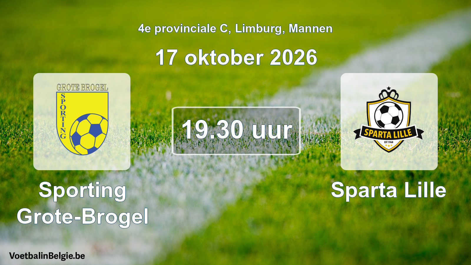 Geplande wedstrijd mannenvoetbal: Sporting Grote-Brogel - Sparta Lille (17 oktober 2026)