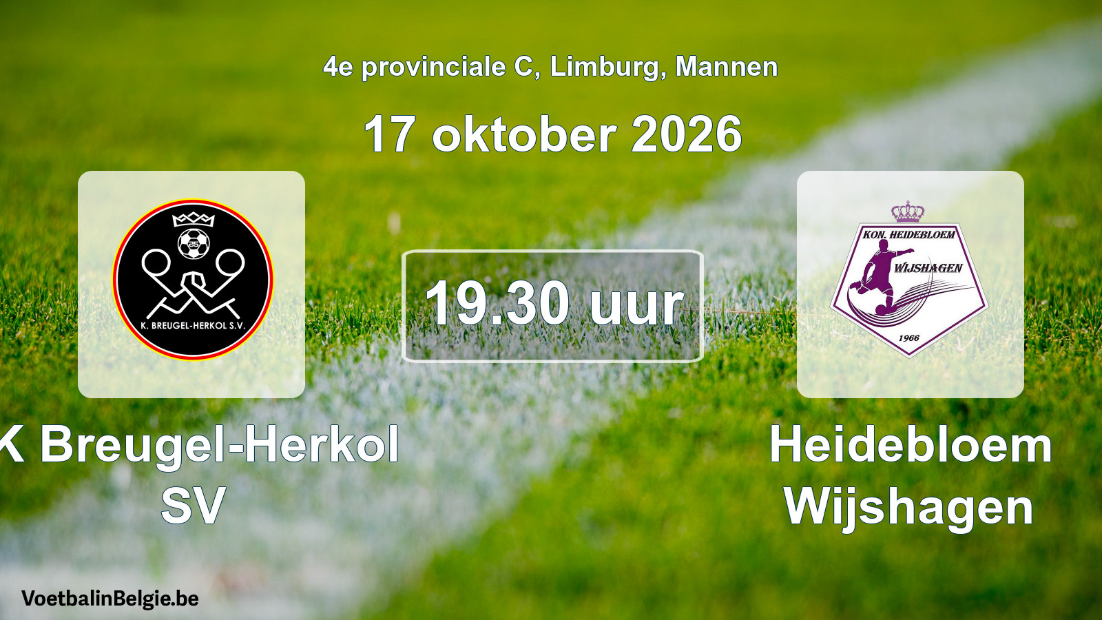 Geplande wedstrijd mannenvoetbal: K Breugel-Herkol SV - Heidebloem Wijshagen (17 oktober 2026)