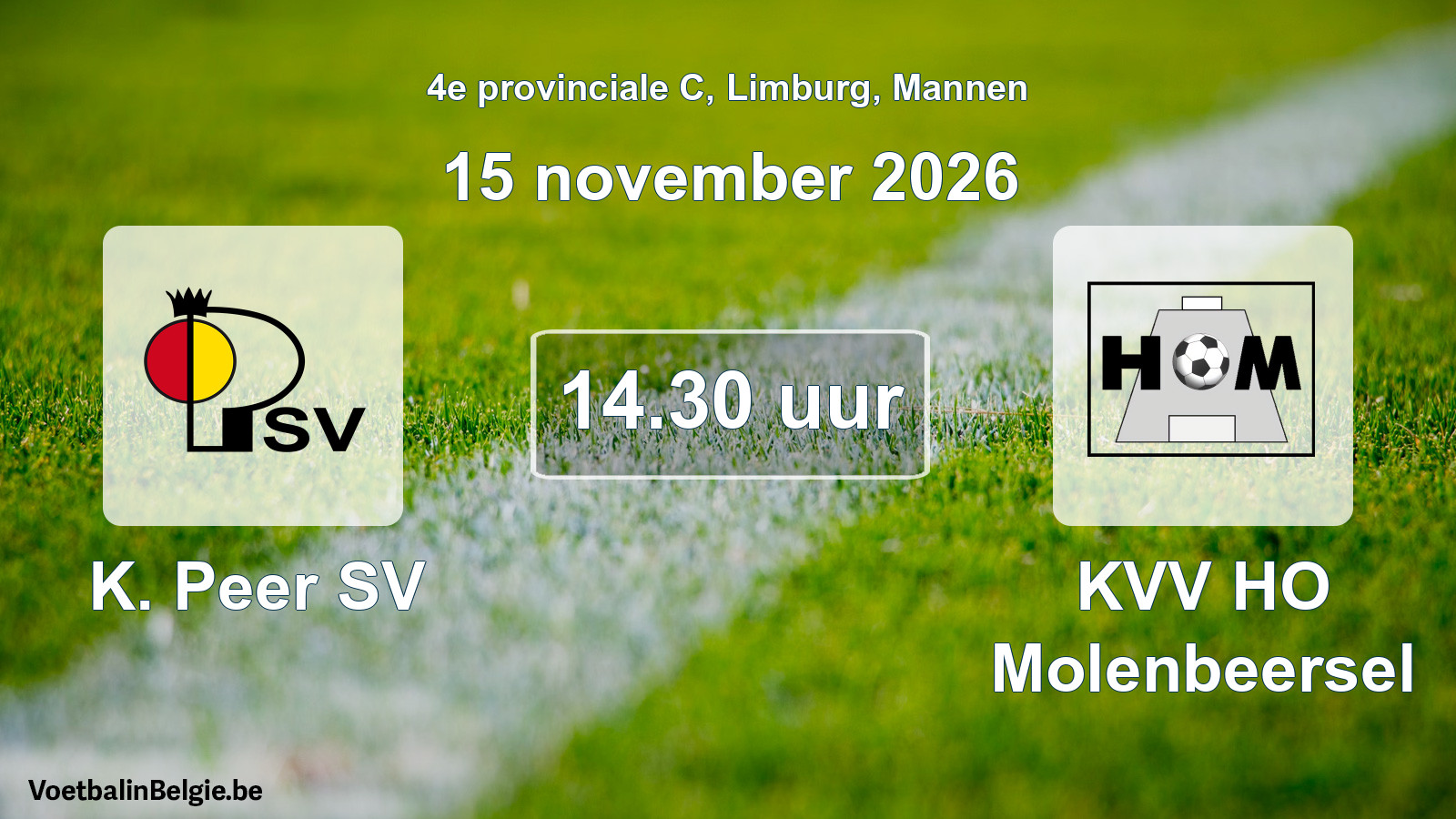 Scheduled match men football: K. Peer SV - KVV HO Molenbeersel (15 November 2026)