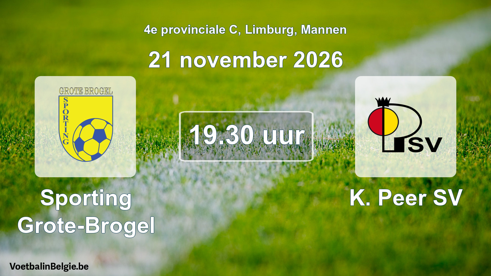 Geplande wedstrijd mannenvoetbal: Sporting Grote-Brogel - K. Peer SV (21 november 2026)