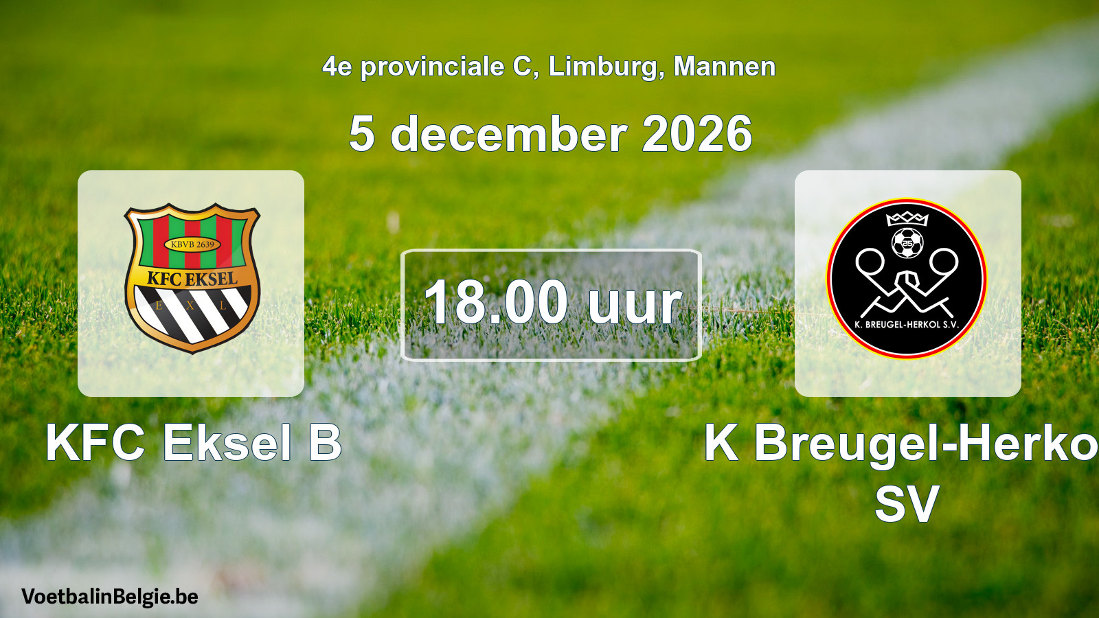 Geplande wedstrijd mannenvoetbal: KFC Eksel B - K Breugel-Herkol SV (5 december 2026)
