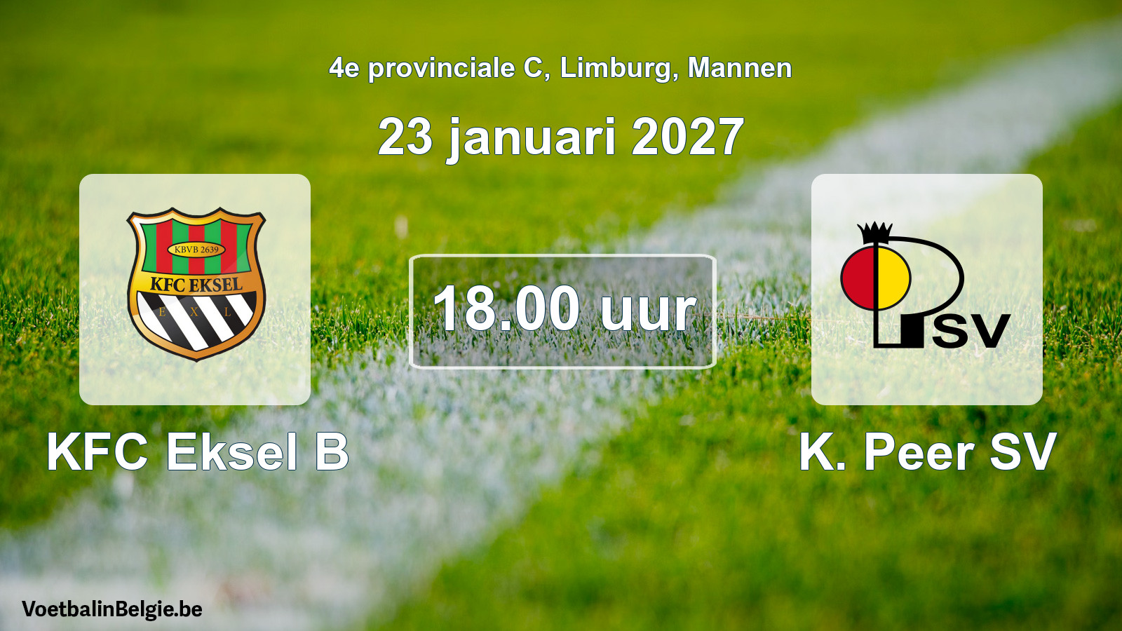 Geplande wedstrijd mannenvoetbal: KFC Eksel B - K. Peer SV (23 januari 2027)