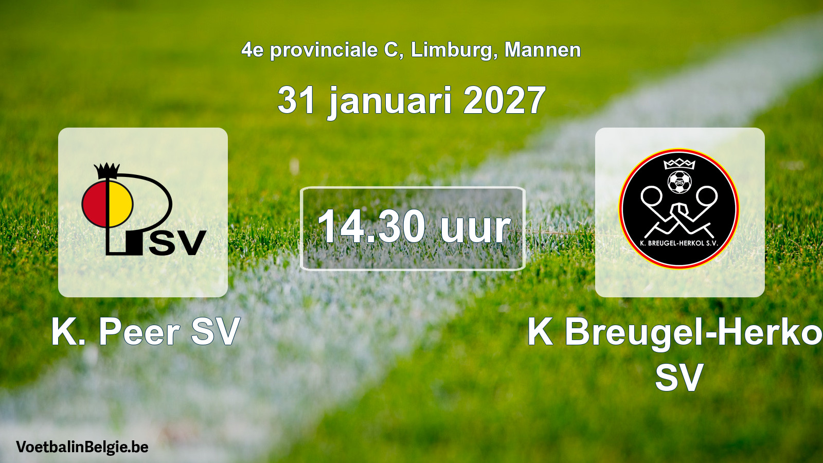 Geplande wedstrijd mannenvoetbal: K. Peer SV - K Breugel-Herkol SV (31 januari 2027)