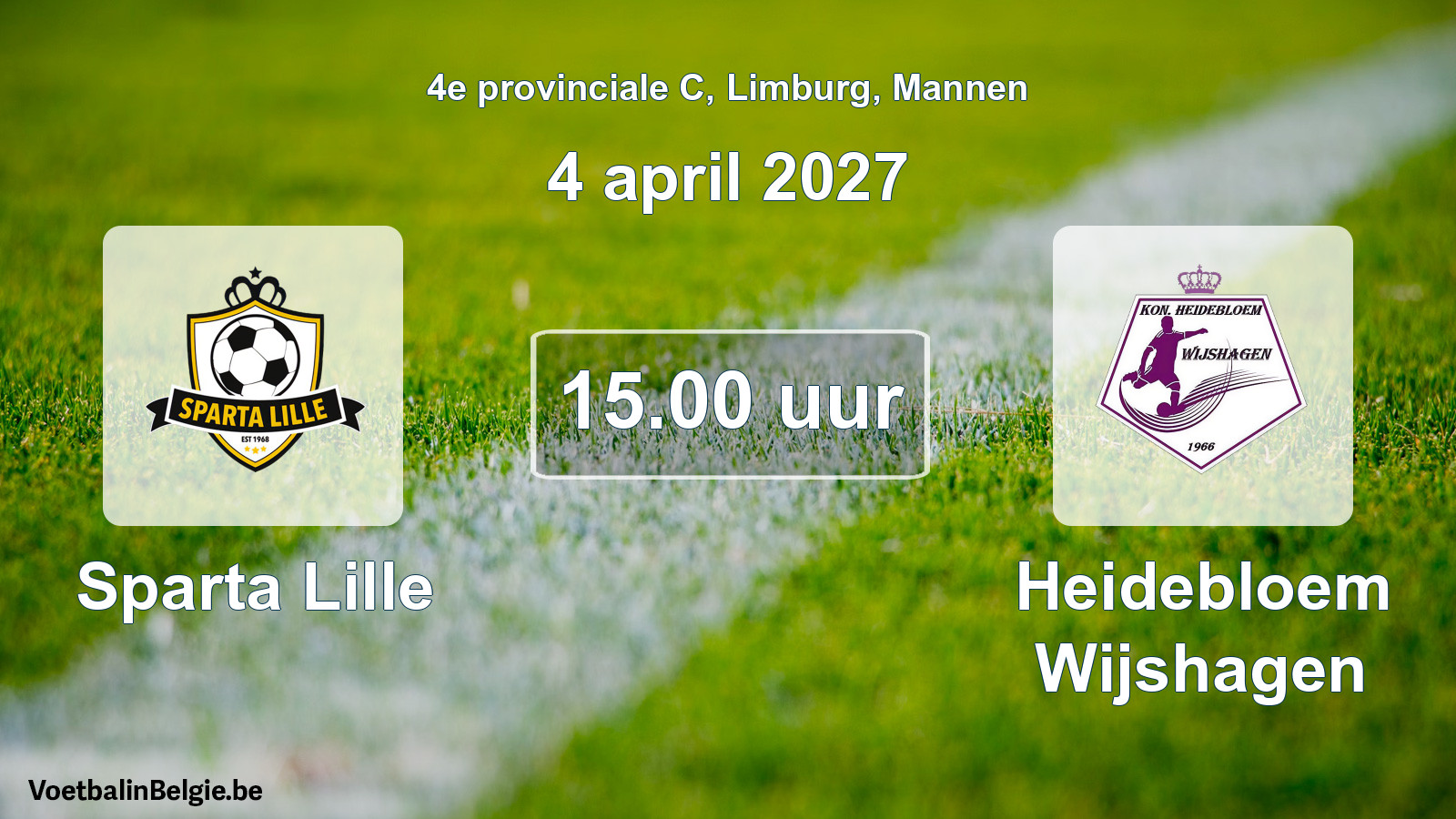 Geplande wedstrijd mannenvoetbal: Sparta Lille - Heidebloem Wijshagen (4 april 2027)