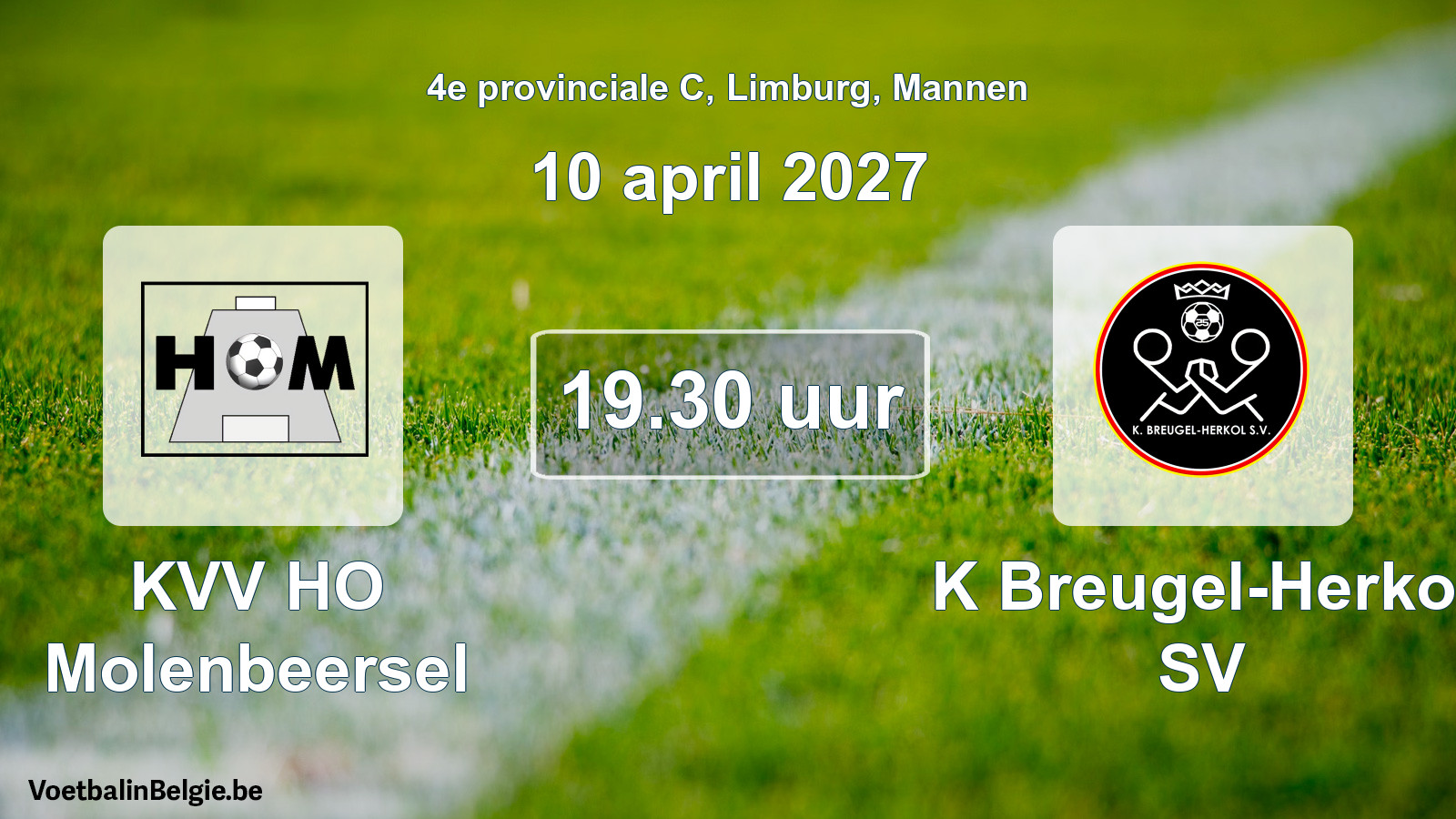 Geplande wedstrijd mannenvoetbal: KVV HO Molenbeersel - K Breugel-Herkol SV (10 april 2027)