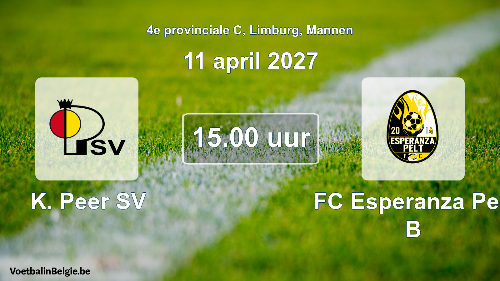 Scheduled match men football: K. Peer SV - FC Esperanza Pelt B (11 April 2027)