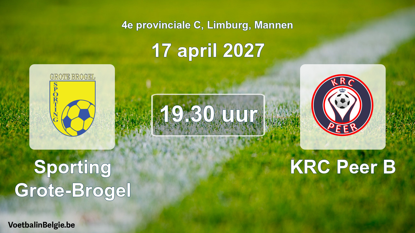 Geplande wedstrijd mannenvoetbal: Sporting Grote-Brogel - KRC Peer B (17 april 2027)