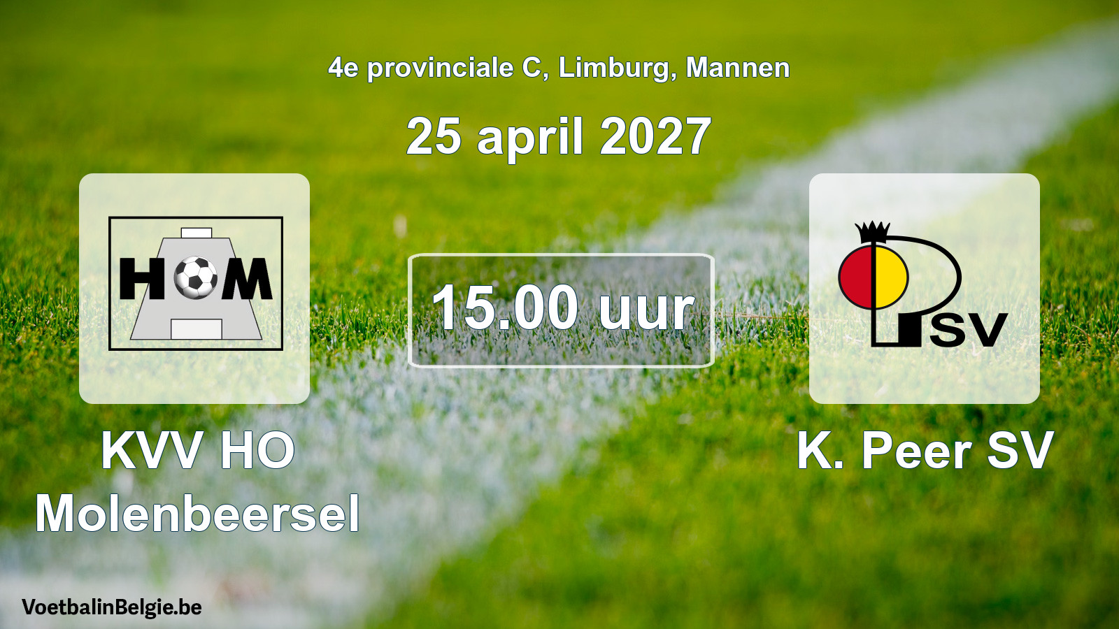 Geplande wedstrijd mannenvoetbal: KVV HO Molenbeersel - K. Peer SV (25 april 2027)