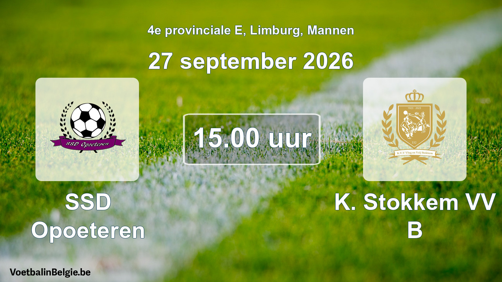 Geplande wedstrijd mannenvoetbal: SSD Opoeteren - K. Stokkem VV B (27 september 2026)