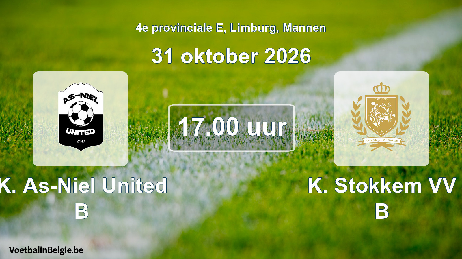 Geplantes Spiel männer-Fußball: K. As-Niel United B - K. Stokkem VV B (31 Oktober 2026)