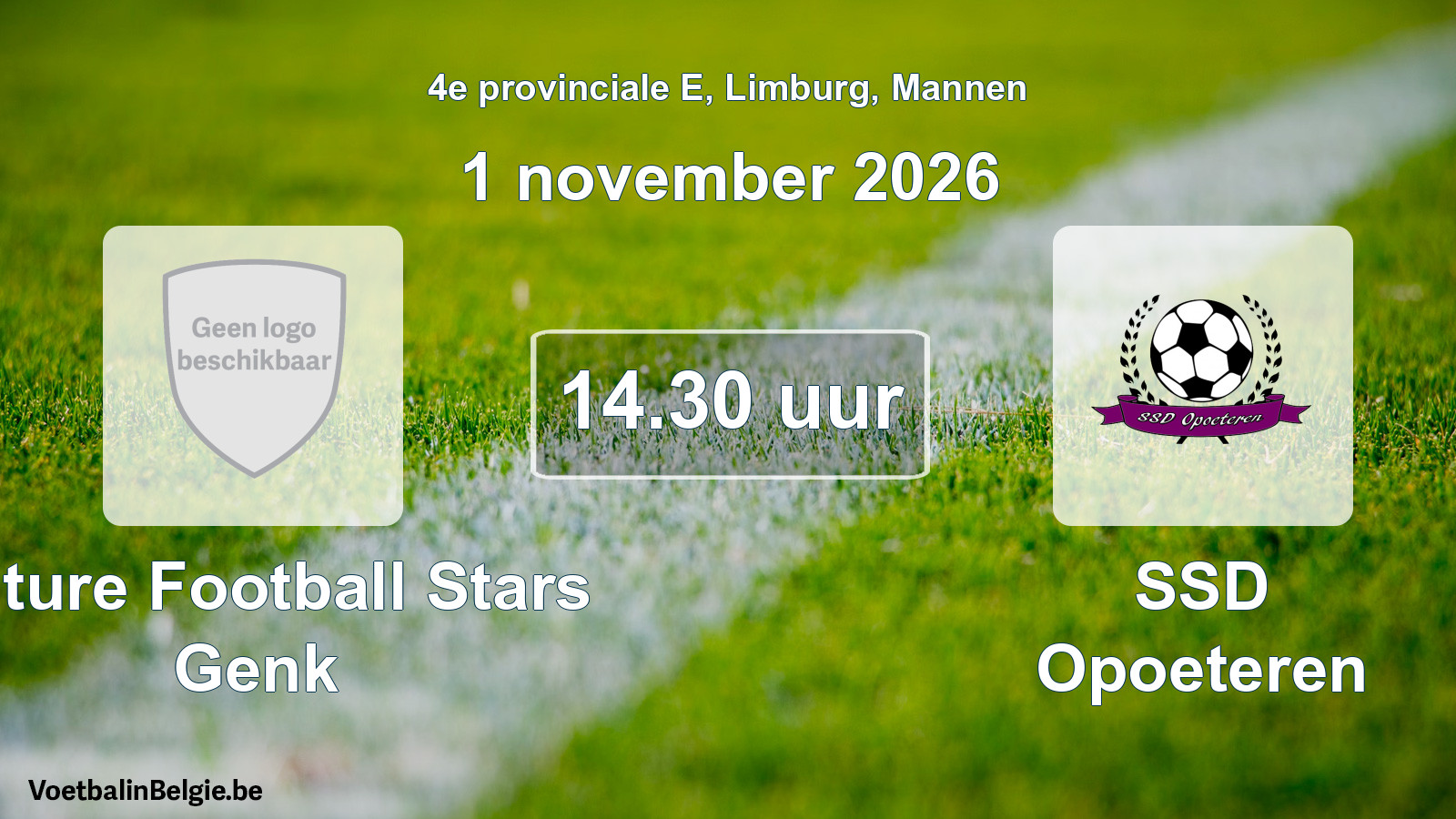 Geplande wedstrijd mannenvoetbal: Future Football Stars Genk - SSD Opoeteren (1 november 2026)