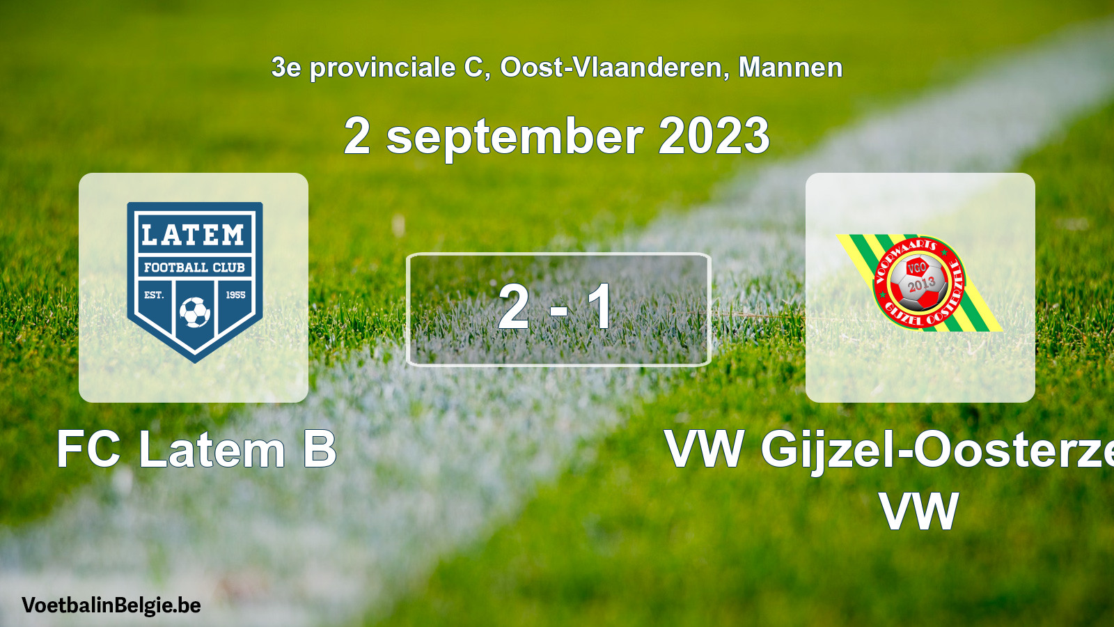 Gespeelde wedstrijd mannenvoetbal: FC Latem B - VW Gijzel-Oosterzele VW 2 - 1 (2 september 2023)