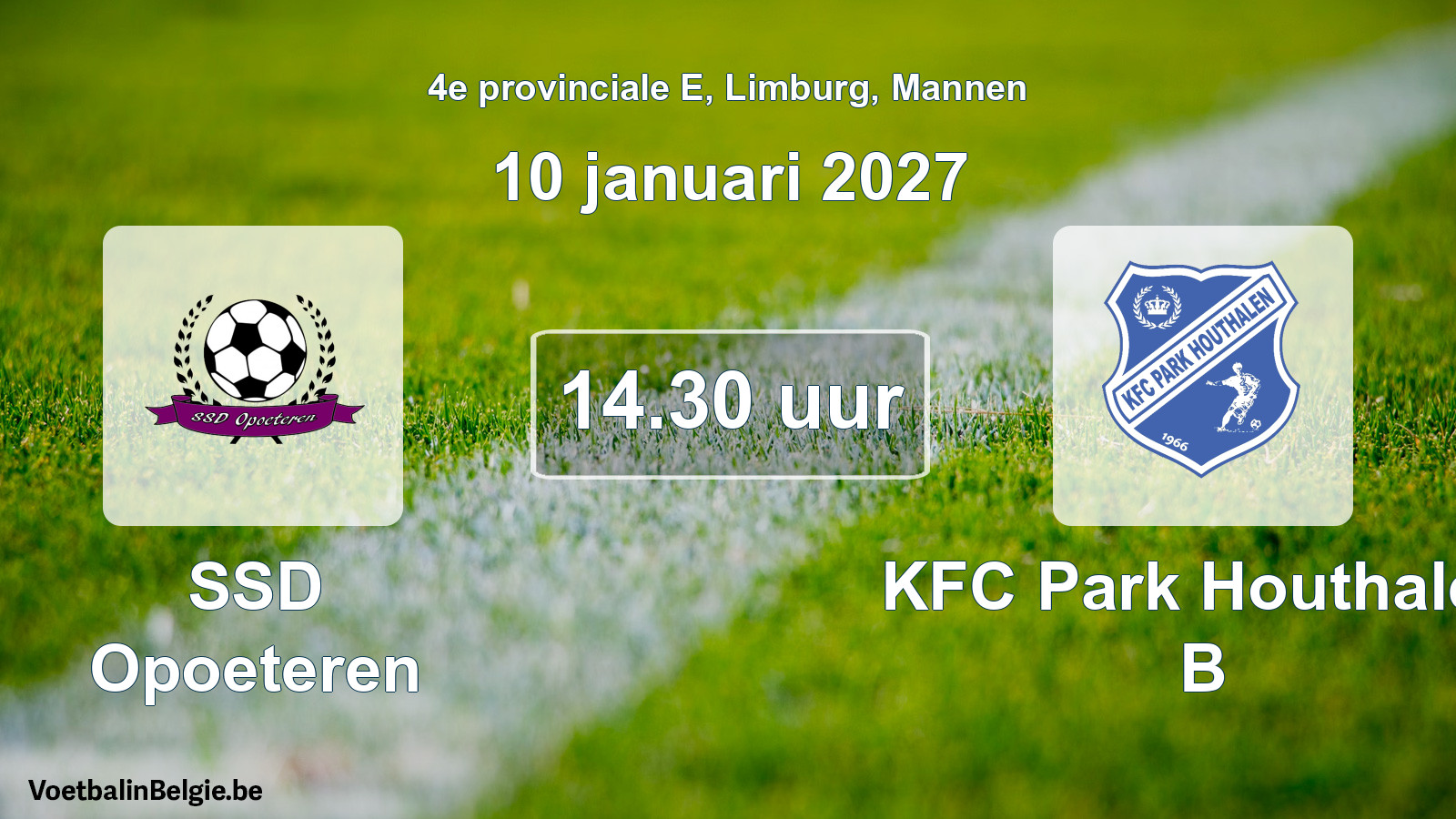Geplande wedstrijd mannenvoetbal: SSD Opoeteren - KFC Park Houthalen B (10 januari 2027)