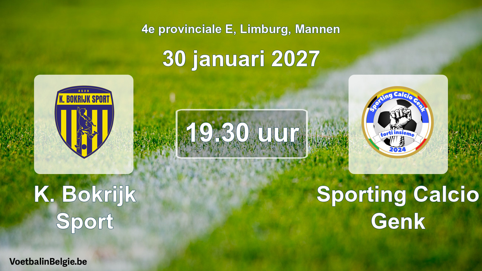 Geplantes Spiel männer-Fußball: K. Bokrijk Sport - Sporting Calcio Genk (30 Januar 2027)