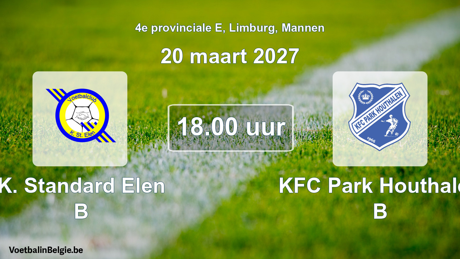Geplande wedstrijd mannenvoetbal: K. Standard Elen B - KFC Park Houthalen B (20 maart 2027)