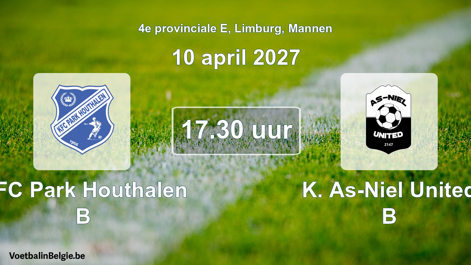 Geplande wedstrijd mannenvoetbal: KFC Park Houthalen B - K. As-Niel United B (10 april 2027)
