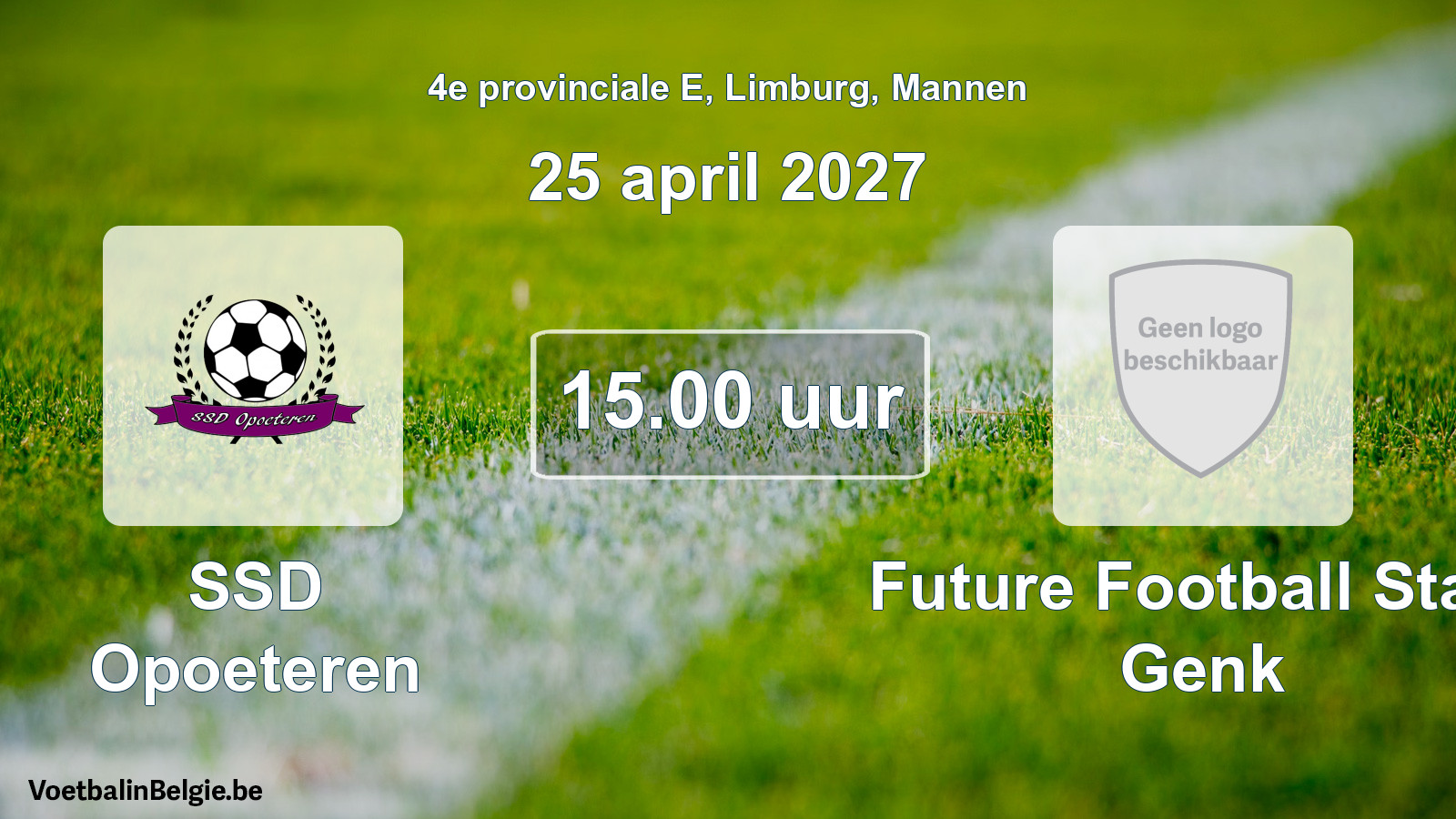 Geplande wedstrijd mannenvoetbal: SSD Opoeteren - Future Football Stars Genk (25 april 2027)