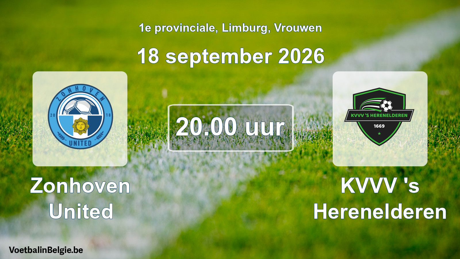 Geplande wedstrijd vrouwenvoetbal: Zonhoven United - KVVV 's Herenelderen (18 september 2026)