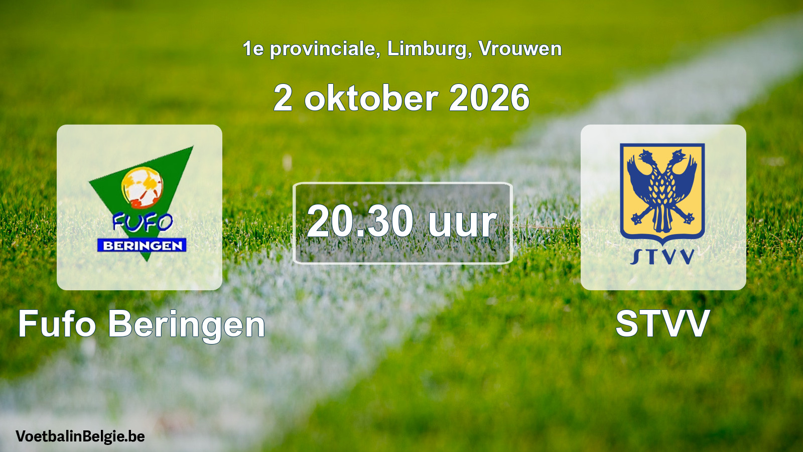 Geplande wedstrijd vrouwenvoetbal: Fufo Beringen - STVV (2 oktober 2026)