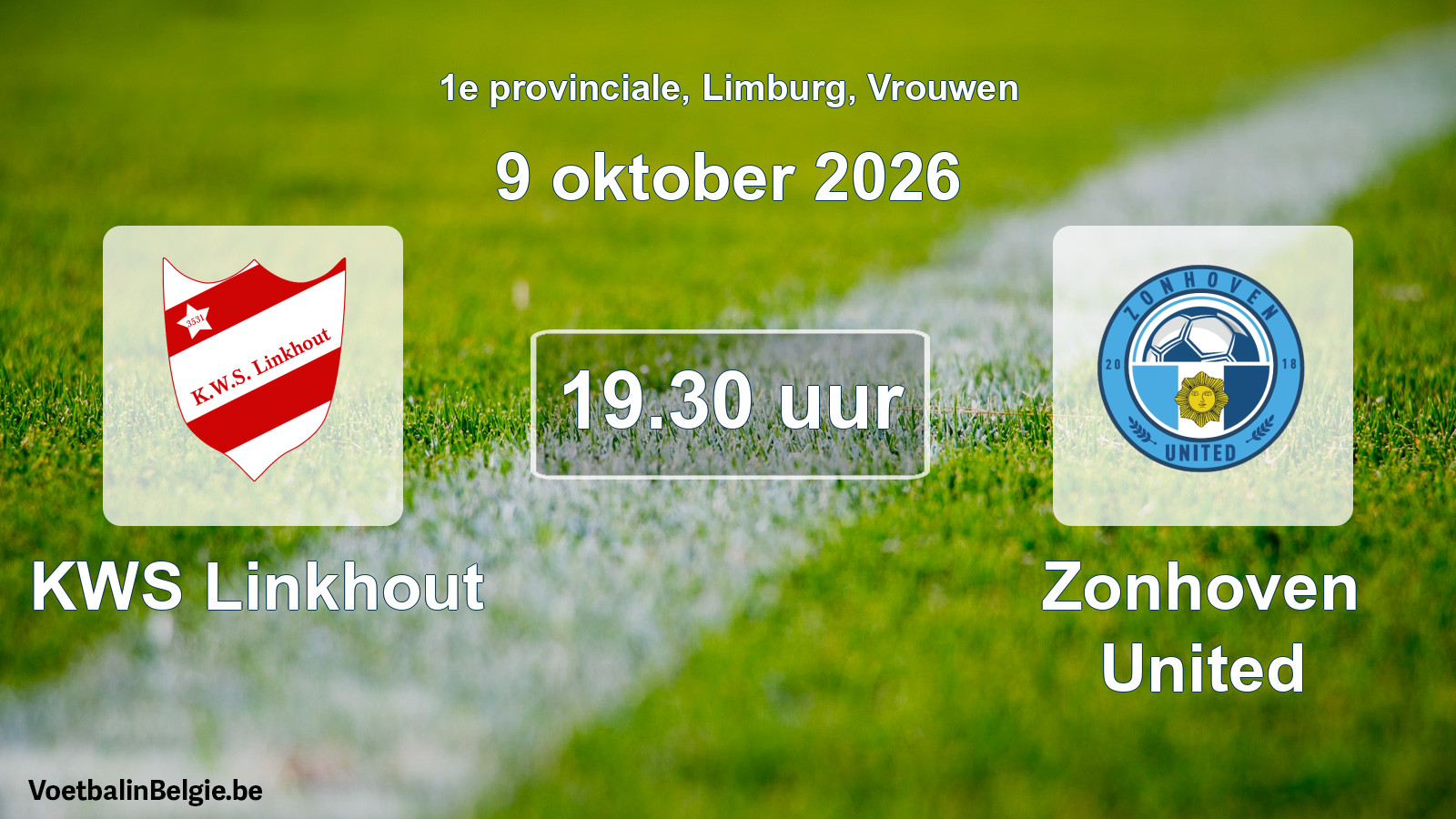 Geplande wedstrijd vrouwenvoetbal: KWS Linkhout - Zonhoven United (9 oktober 2026)