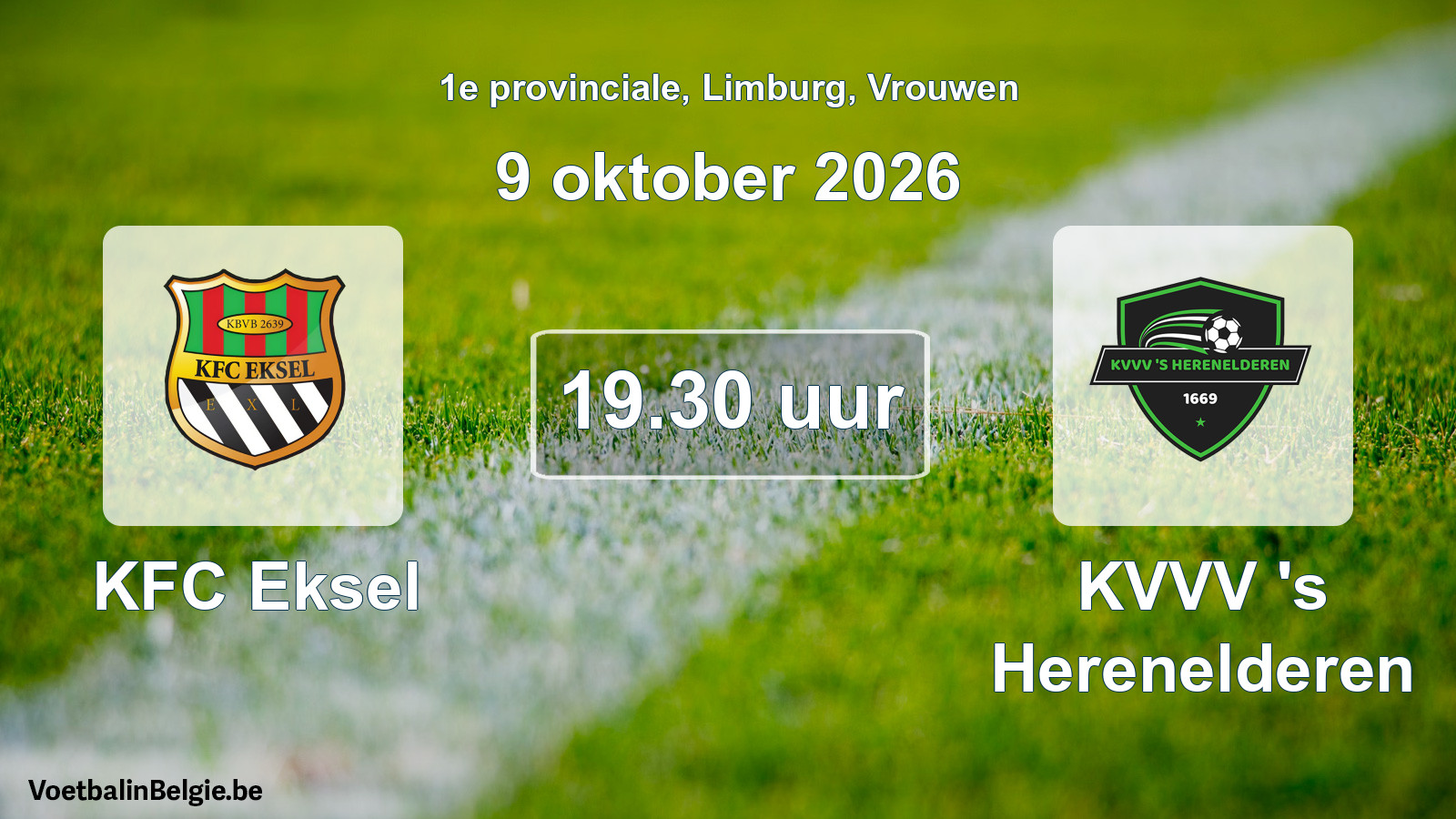 Geplande wedstrijd vrouwenvoetbal: KFC Eksel - KVVV 's Herenelderen (9 oktober 2026)