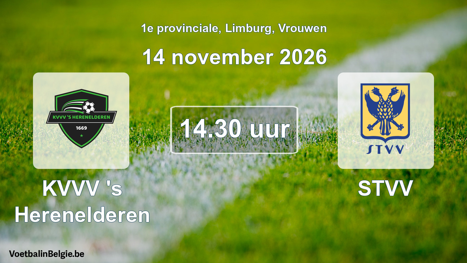 Geplande wedstrijd vrouwenvoetbal: KVVV 's Herenelderen - STVV (14 november 2026)