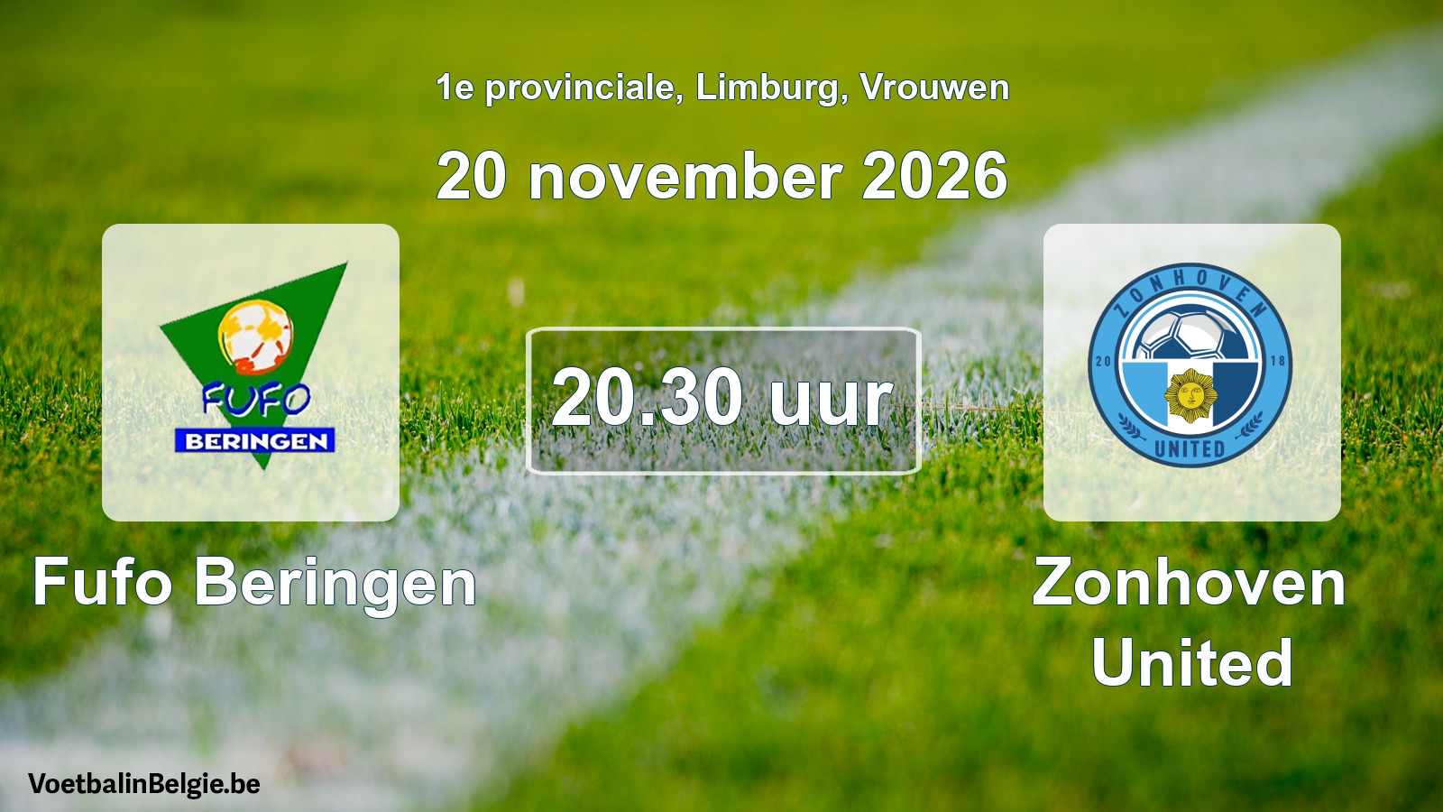 Geplande wedstrijd vrouwenvoetbal: Fufo Beringen - Zonhoven United (20 november 2026)