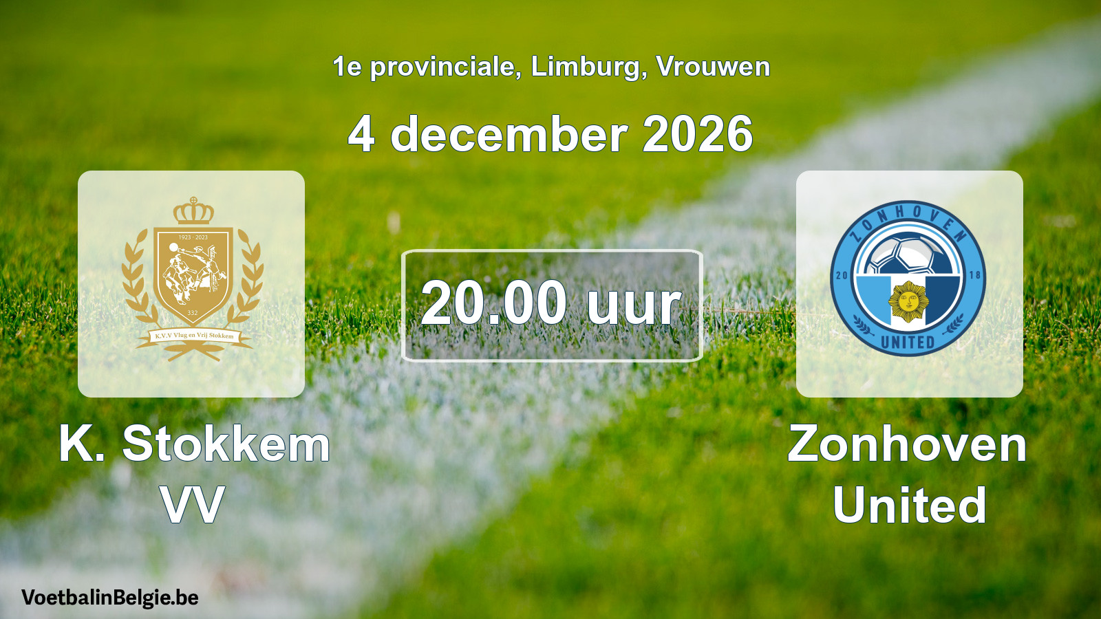 Geplande wedstrijd vrouwenvoetbal: K. Stokkem VV - Zonhoven United (4 december 2026)
