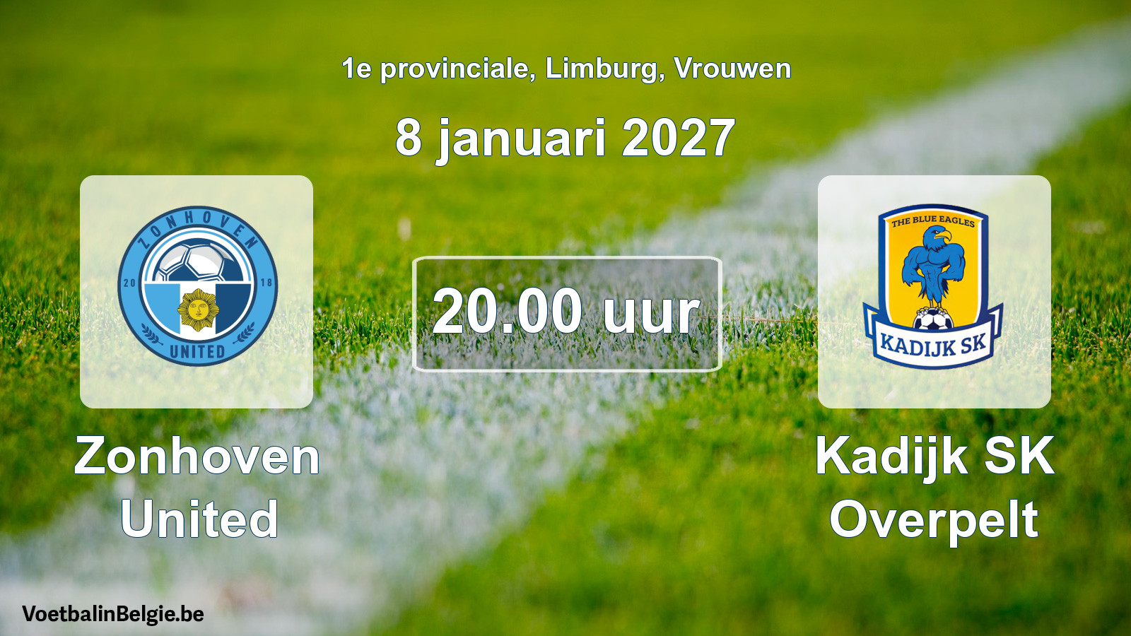 Geplande wedstrijd vrouwenvoetbal: Zonhoven United - Kadijk SK Overpelt (8 januari 2027)
