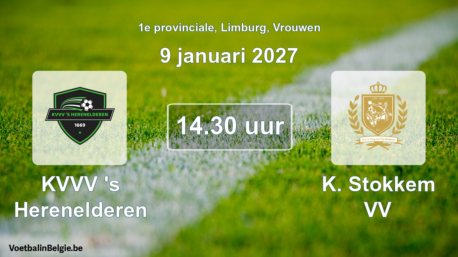 Geplande wedstrijd vrouwenvoetbal: KVVV 's Herenelderen - K. Stokkem VV (9 januari 2027)
