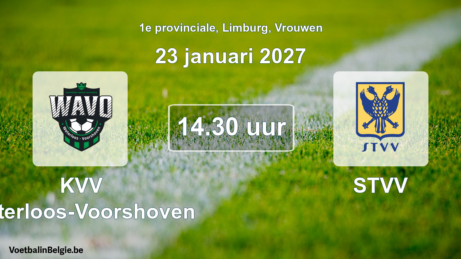 Geplande wedstrijd vrouwenvoetbal: KVV Waterloos-Voorshoven - STVV (23 januari 2027)