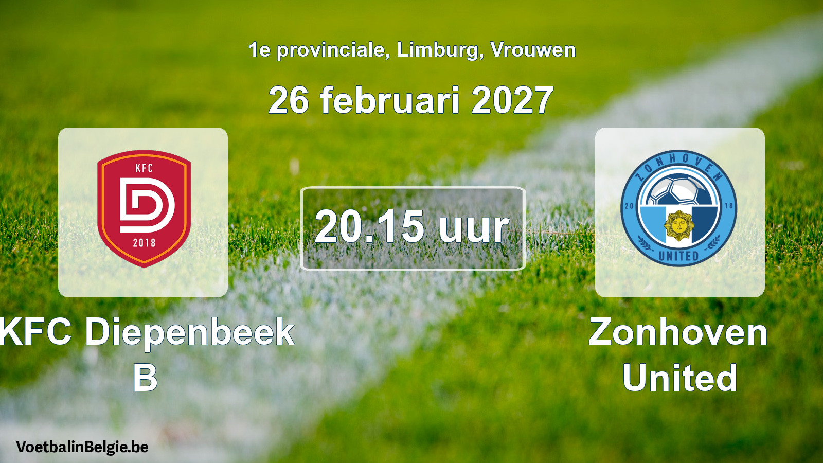 Geplande wedstrijd vrouwenvoetbal: KFC Diepenbeek B - Zonhoven United (26 februari 2027)