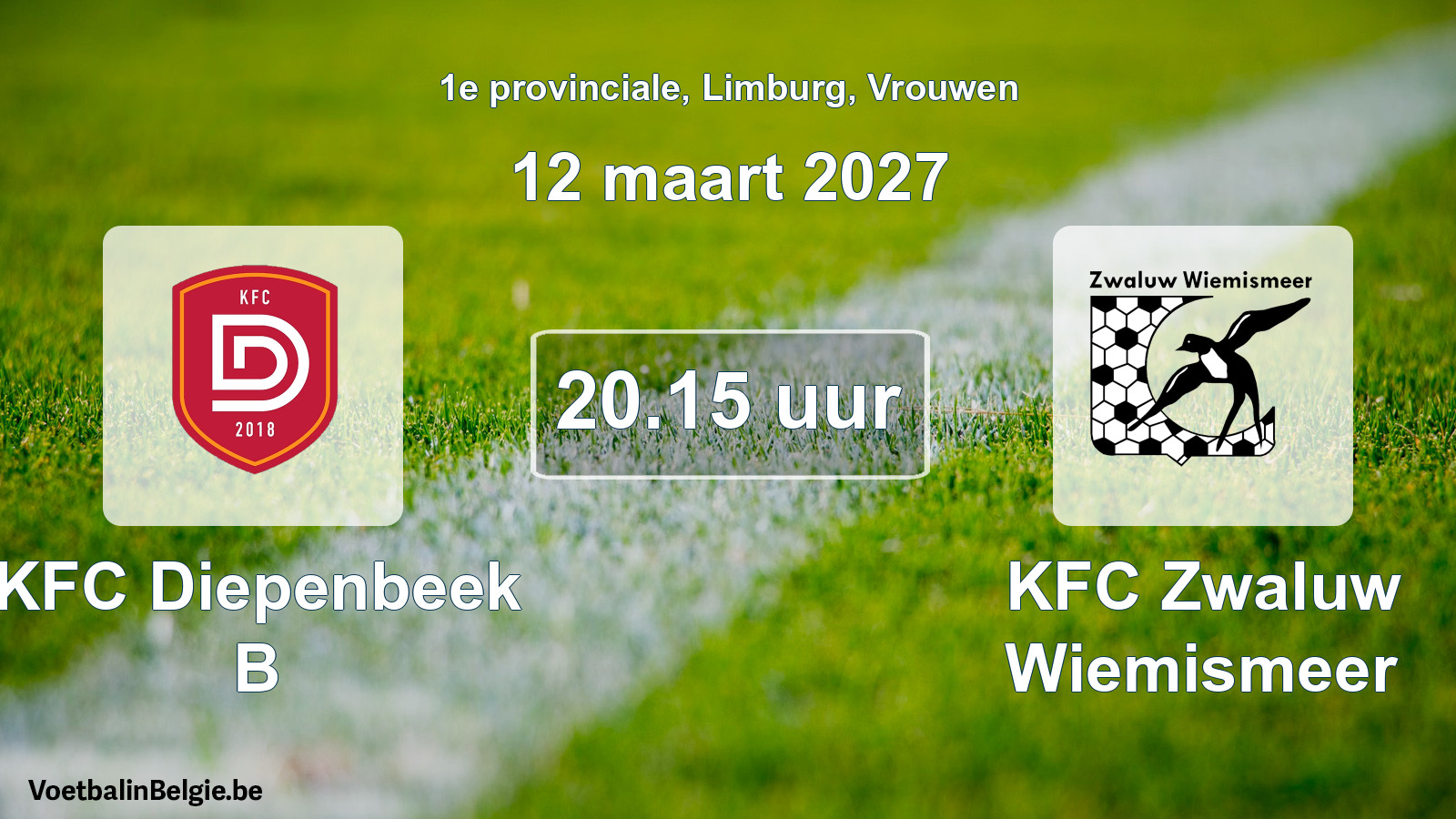 Geplande wedstrijd vrouwenvoetbal: KFC Diepenbeek B - KFC Zwaluw Wiemismeer (12 maart 2027)