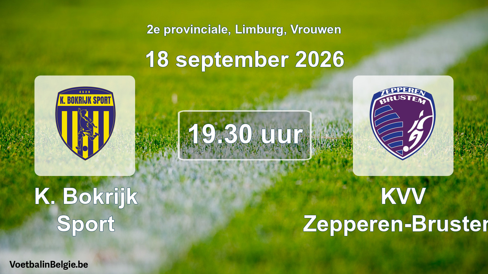 Geplande wedstrijd vrouwenvoetbal: K. Bokrijk Sport - KVV Zepperen-Brustem (18 september 2026)
