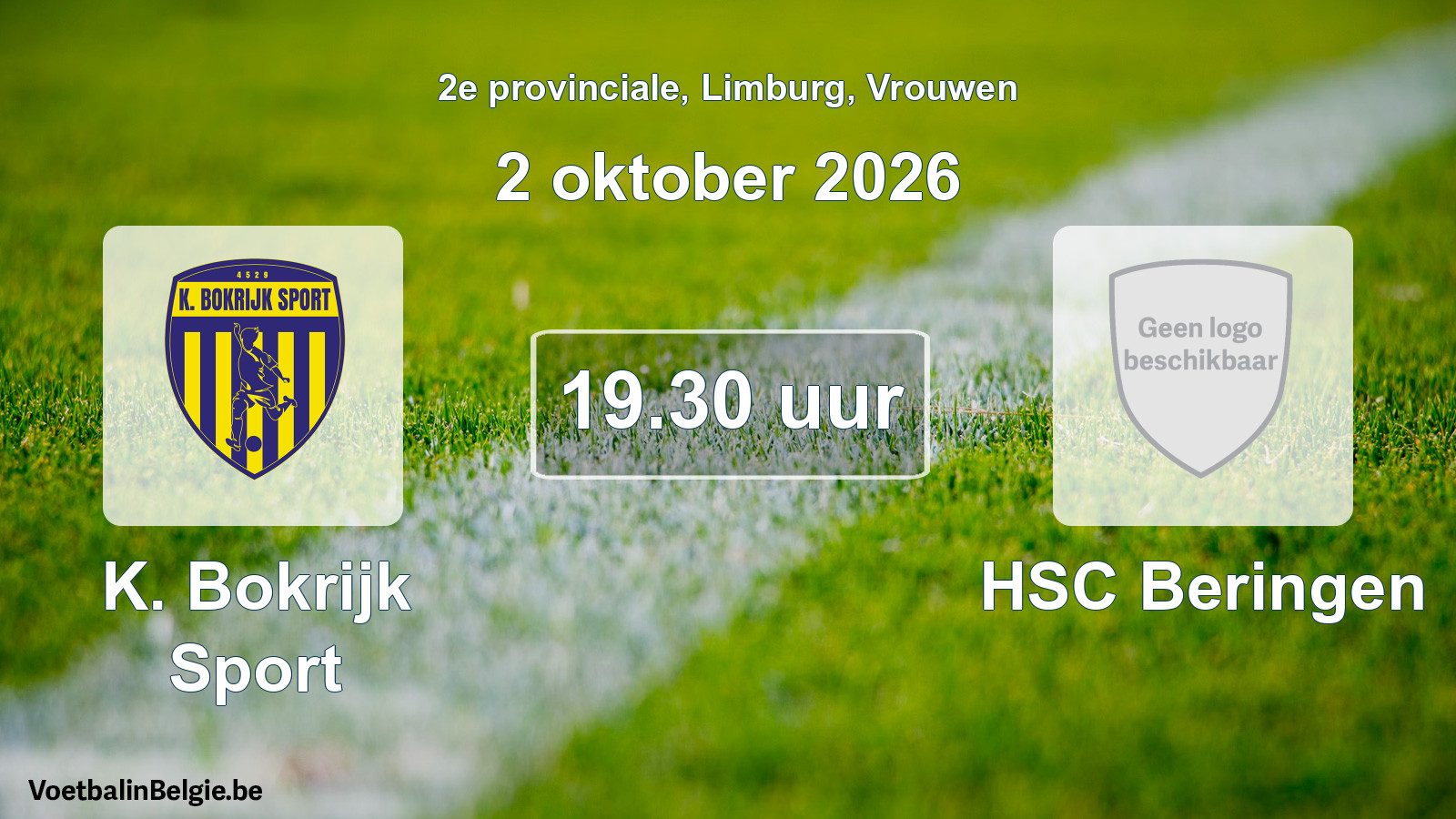 Geplande wedstrijd vrouwenvoetbal: K. Bokrijk Sport - HSC Beringen (2 oktober 2026)
