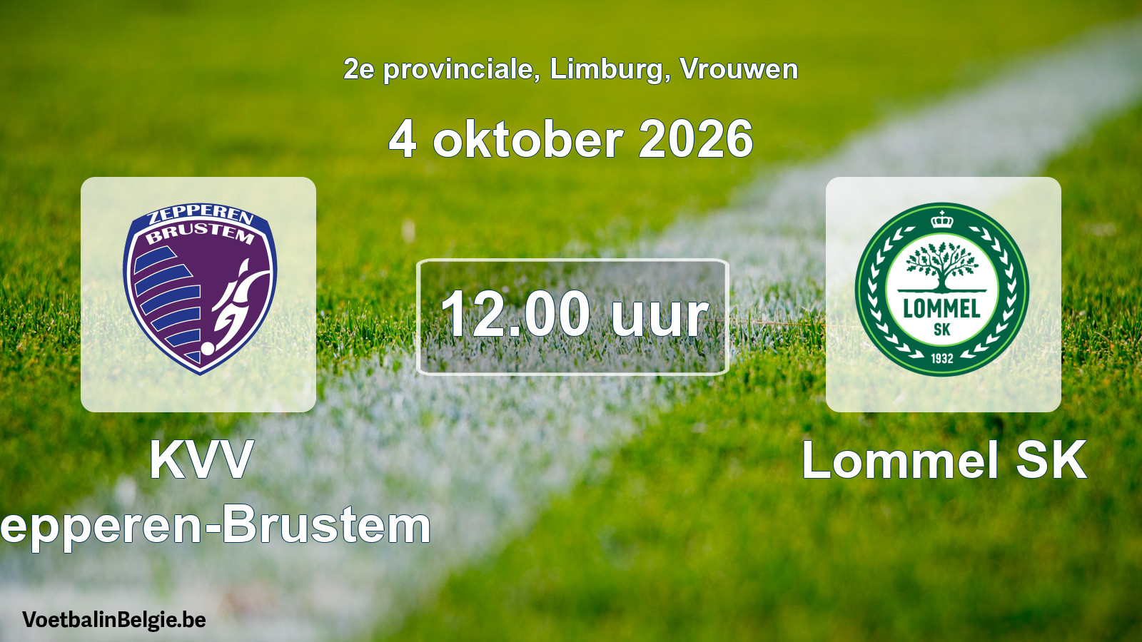 Geplande wedstrijd vrouwenvoetbal: KVV Zepperen-Brustem - Lommel SK (4 oktober 2026)