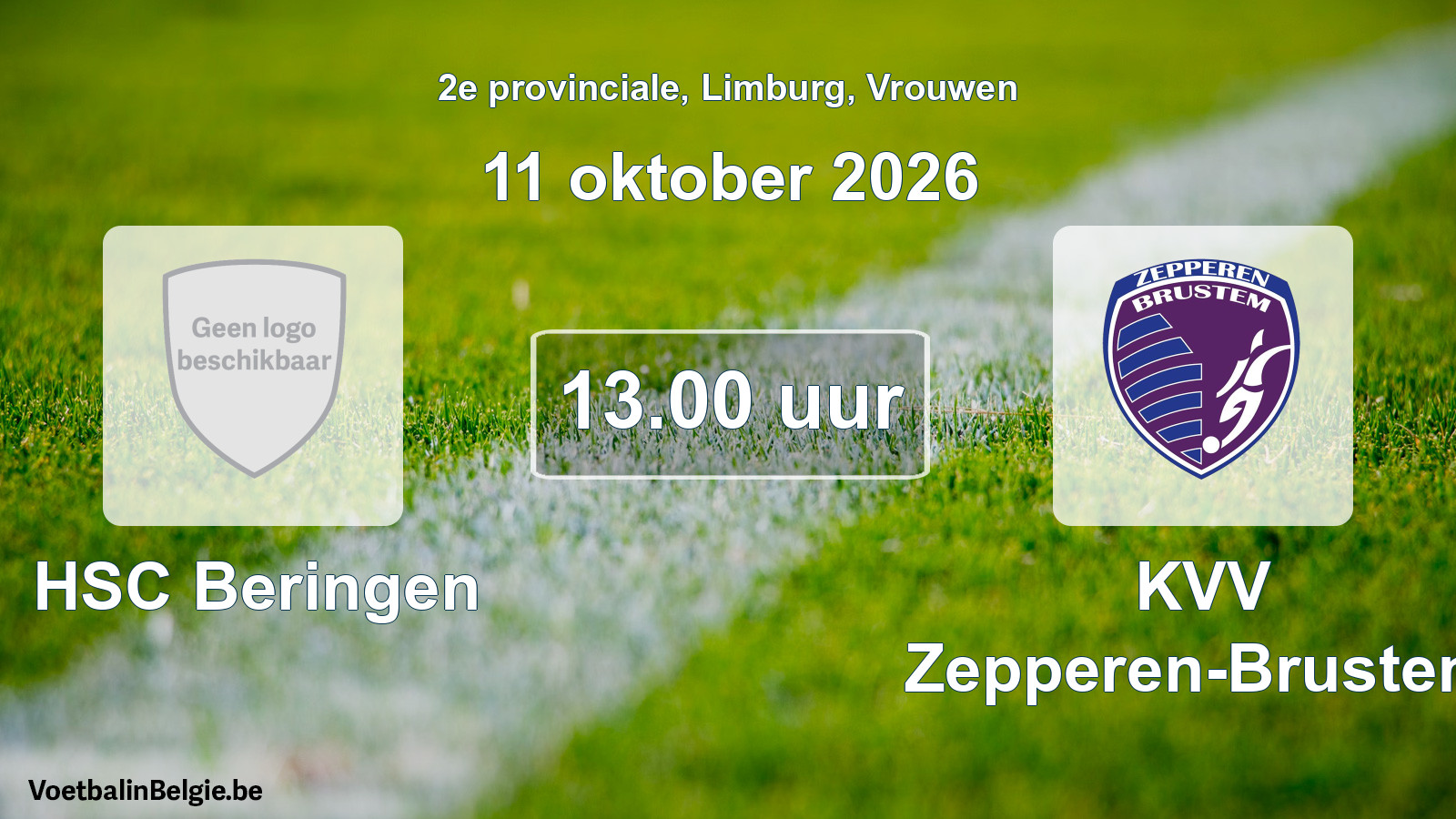 Geplande wedstrijd vrouwenvoetbal: HSC Beringen - KVV Zepperen-Brustem (11 oktober 2026)