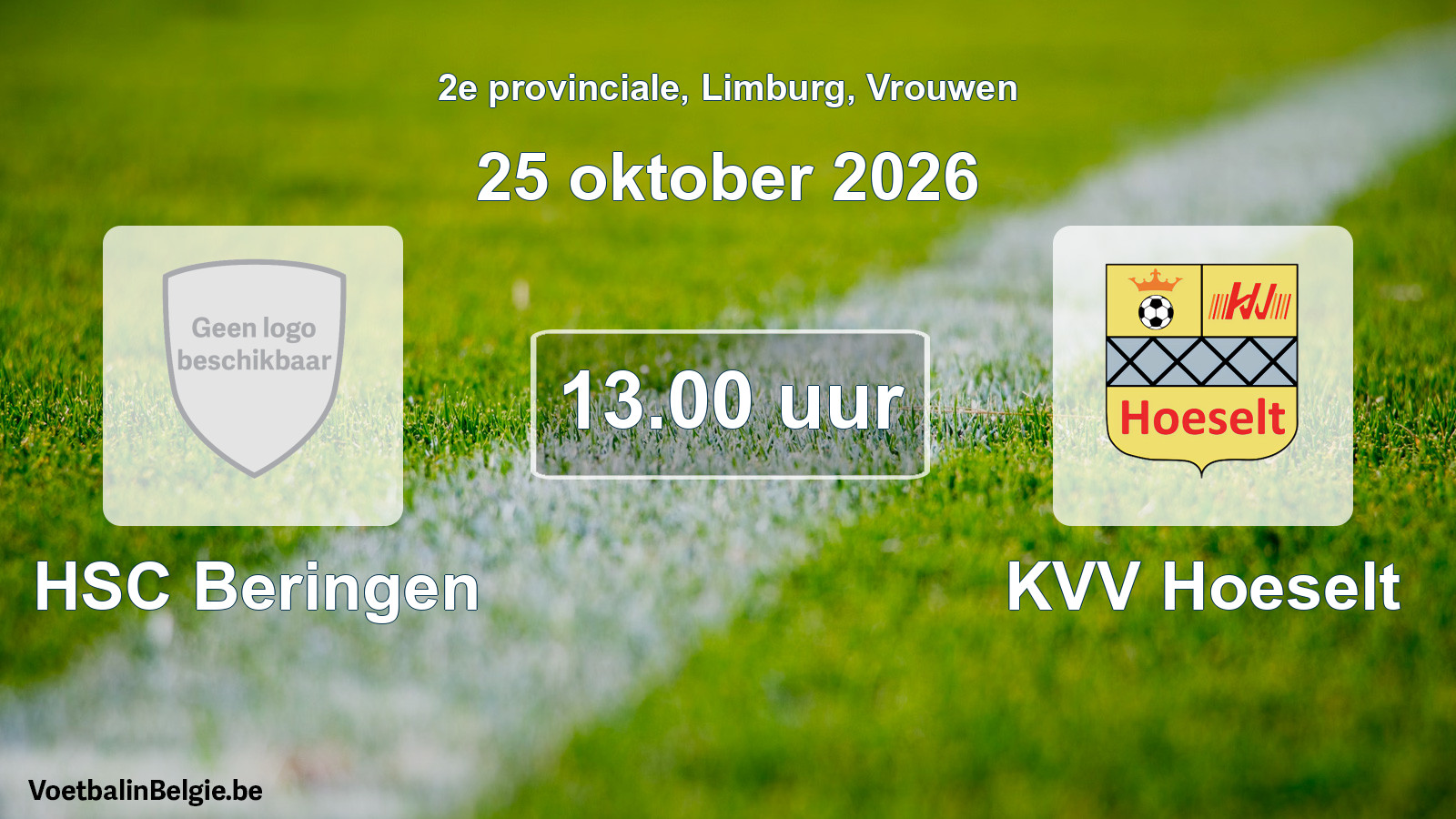 Geplande wedstrijd vrouwenvoetbal: HSC Beringen - KVV Hoeselt (25 oktober 2026)