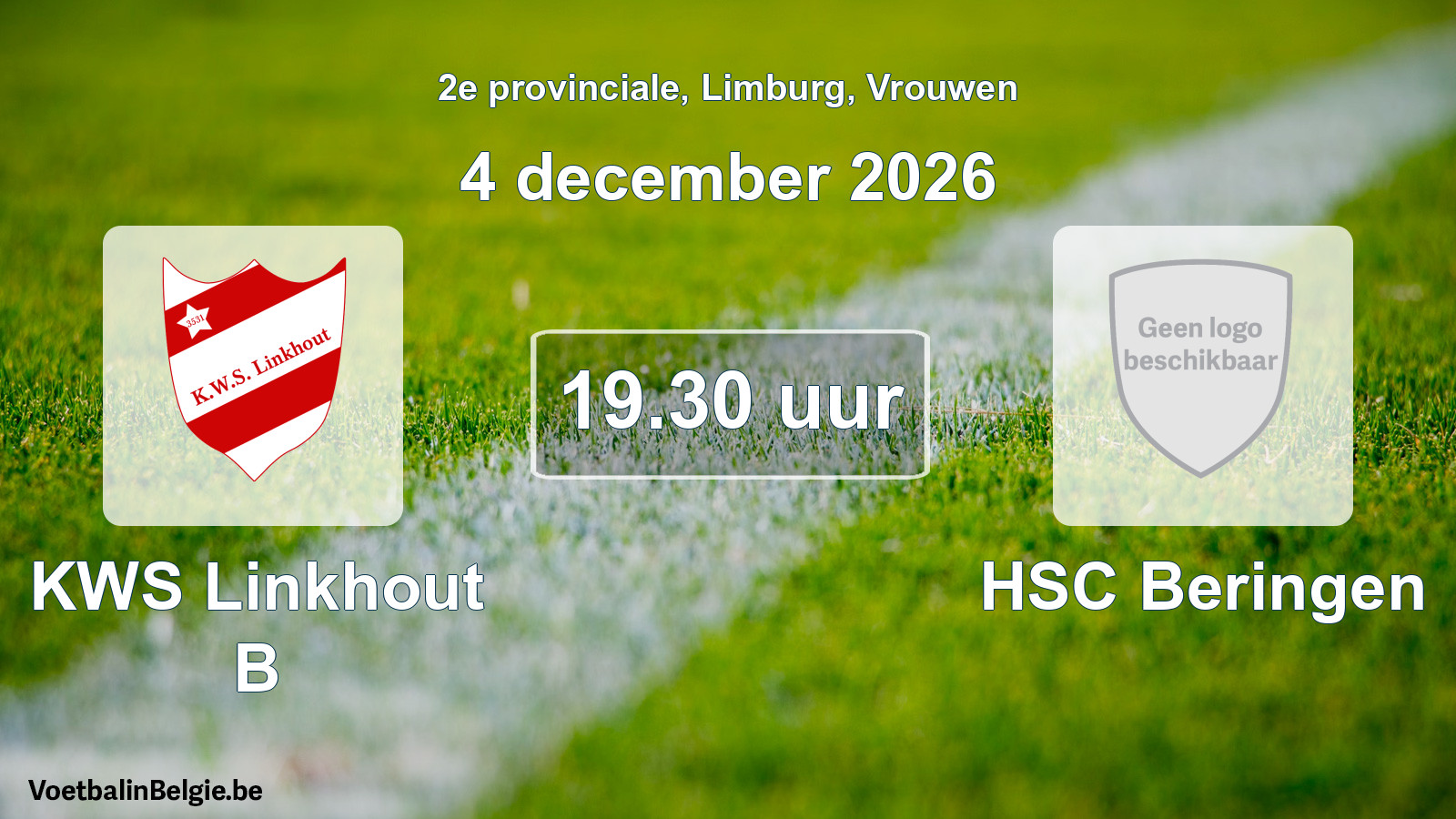 Geplande wedstrijd vrouwenvoetbal: KWS Linkhout B - HSC Beringen (4 december 2026)